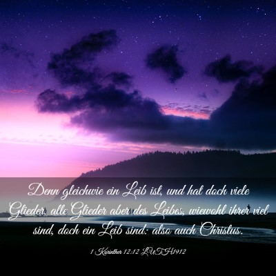 Picture 03 - 1 Korinther 12:12 LUTH1912 - Denn gleichwie ein Leib ist, und hat doch viele - Bible Verse Picture