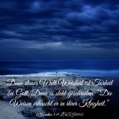 Picture 03 - 1 Korinther 3:19 LUTH1912 - Denn dieser Welt Weisheit ist Torheit bei Gott. - Bible Verse Picture