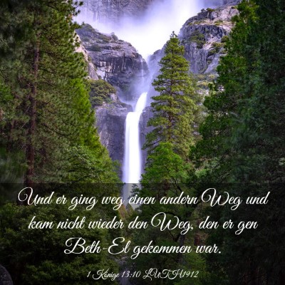 Picture 03 - 1 Könige 13:10 LUTH1912 - Und er ging weg einen andern Weg und kam nicht - Bible Verse Picture