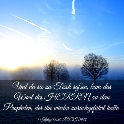 Picture 03 - 1 Könige 13:20 LUTH1912 - Und da sie zu Tisch saßen, kam das Wort des - Bible Verse Picture
