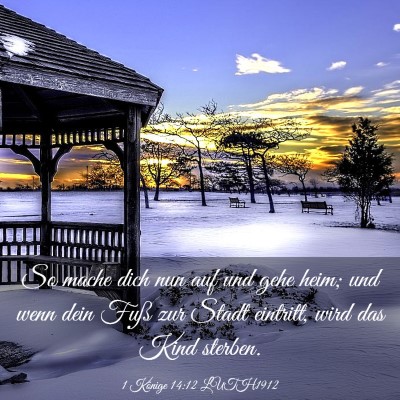 Picture 03 - 1 Könige 14:12 LUTH1912 - So mache dich nun auf und gehe heim; und wenn - Bible Verse Picture