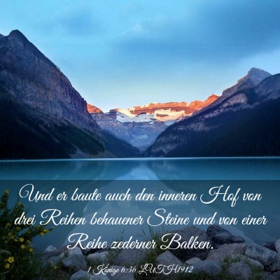 Picture 03 - 1 Könige 6:36 LUTH1912 - Und er baute auch den inneren Hof von drei Reihen - Bible Verse Picture