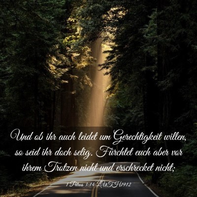 Picture 03 - 1 Petrus 3:14 LUTH1912 - Und ob ihr auch leidet um Gerechtigkeit willen, - Bible Verse Picture