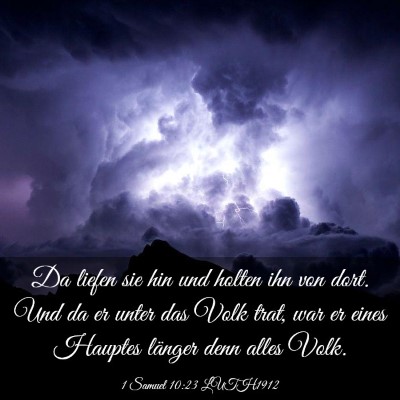 Picture 03 - 1 Samuel 10:23 LUTH1912 - Da liefen sie hin und holten ihn von dort. Und da - Bible Verse Picture