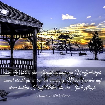 Picture 03 - 1 Samuel 14:14 LUTH1912 - also daß derer, die Jonathan und sein - Bible Verse Picture
