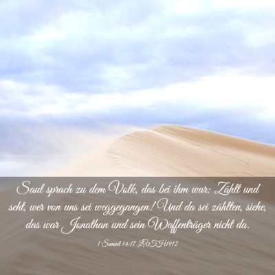 Picture 03 - 1 Samuel 14:17 LUTH1912 - Saul sprach zu dem Volk, das bei ihm war: Zählt - Bible Verse Picture