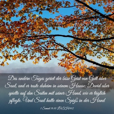 Picture 03 - 1 Samuel 18:10 LUTH1912 - Des andern Tages geriet der böse Geist von Gott - Bible Verse Picture