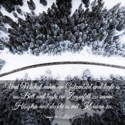 Picture 03 - 1 Samuel 19:13 LUTH1912 - Und Michal nahm ein Götzenbild und legte es ins - Bible Verse Picture