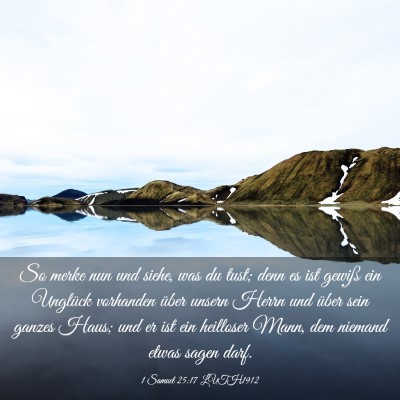 Picture 03 - 1 Samuel 25:17 LUTH1912 - So merke nun und siehe, was du tust; denn es ist - Bible Verse Picture