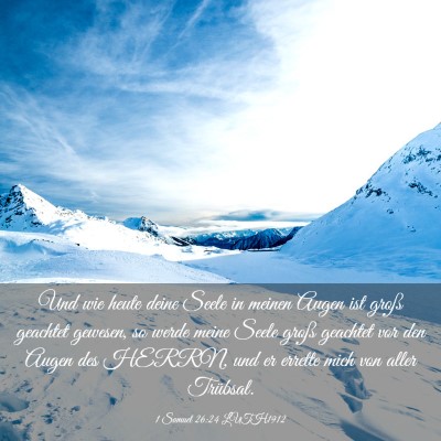 Picture 03 - 1 Samuel 26:24 LUTH1912 - Und wie heute deine Seele in meinen Augen ist - Bible Verse Picture