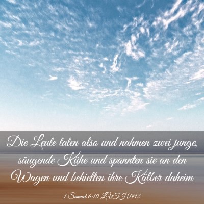 Picture 03 - 1 Samuel 6:10 LUTH1912 - Die Leute taten also und nahmen zwei junge, - Bible Verse Picture