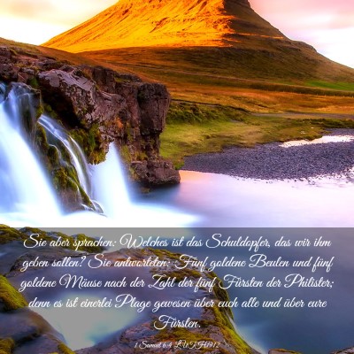 Picture 03 - 1 Samuel 6:4 LUTH1912 - Sie aber sprachen: Welches ist das Schuldopfer, - Bible Verse Picture