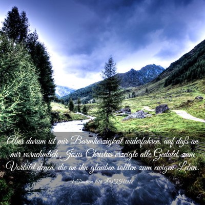 Picture 03 - 1 Timotheus 1:16 LUTH1912 - Aber darum ist mir Barmherzigkeit widerfahren, - Bible Verse Picture