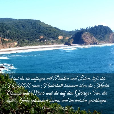 Picture 03 - 2 Chronik 20:22 LUTH1912 - Und da sie anfingen mit Danken und Loben, ließ - Bible Verse Picture
