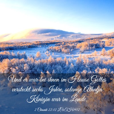 Picture 03 - 2 Chronik 22:12 LUTH1912 - Und er war bei ihnen im Hause Gottes versteckt - Bible Verse Picture