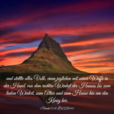Picture 03 - 2 Chronik 23:10 LUTH1912 - und stellte alles Volk, einen jeglichen mit - Bible Verse Picture