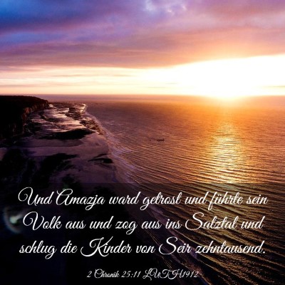 Picture 03 - 2 Chronik 25:11 LUTH1912 - Und Amazja ward getrost und führte sein Volk aus - Bible Verse Picture