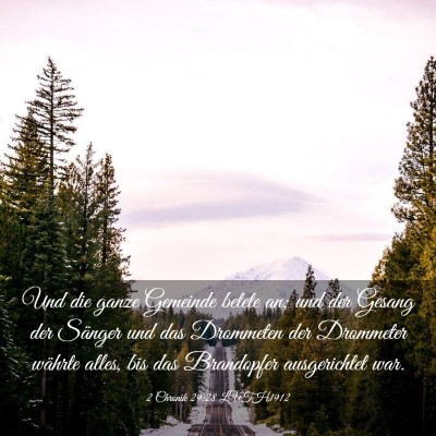 Picture 03 - 2 Chronik 29:28 LUTH1912 - Und die ganze Gemeinde betete an; und der Gesang - Bible Verse Picture