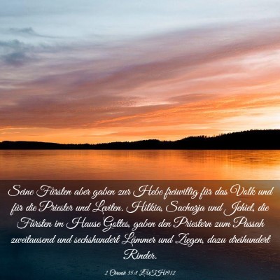 Picture 03 - 2 Chronik 35:8 LUTH1912 - Seine Fürsten aber gaben zur Hebe freiwillig - Bible Verse Picture