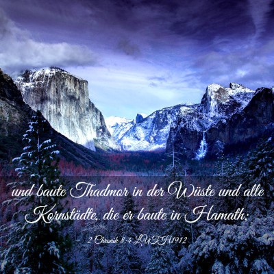 Picture 03 - 2 Chronik 8:4 LUTH1912 - und baute Thadmor in der Wüste und alle - Bible Verse Picture