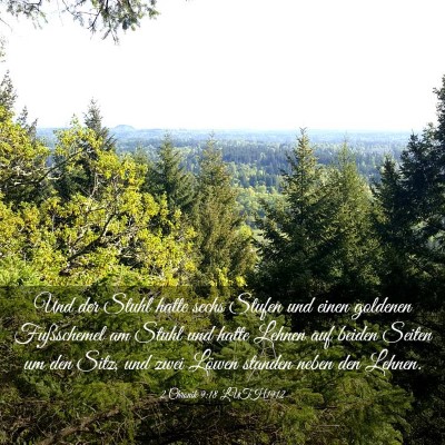 Picture 03 - 2 Chronik 9:18 LUTH1912 - Und der Stuhl hatte sechs Stufen und einen - Bible Verse Picture