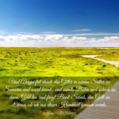 Picture 03 - 2 Könige 1:2 LUTH1912 - Und Ahasja fiel durch das Gitter in seinem - Bible Verse Picture