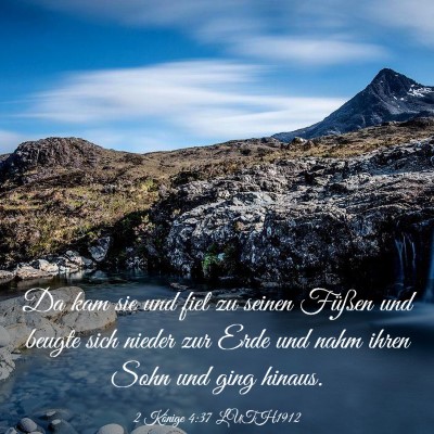 Picture 03 - 2 Könige 4:37 LUTH1912 - Da kam sie und fiel zu seinen Füßen und beugte - Bible Verse Picture