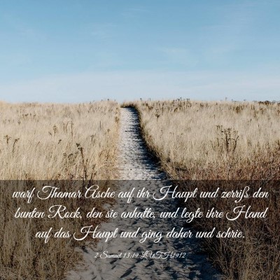 Picture 03 - 2 Samuel 13:19 LUTH1912 - warf Thamar Asche auf ihr Haupt und zerriß den - Bible Verse Picture