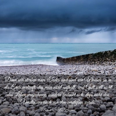Picture 03 - 2 Samuel 14:14 LUTH1912 - Denn wir sterben eines Todes und sind wie Wasser, - Bible Verse Picture
