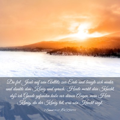 Picture 03 - 2 Samuel 14:22 LUTH1912 - Da fiel Joab auf sein Antlitz zur Erde und beugte - Bible Verse Picture