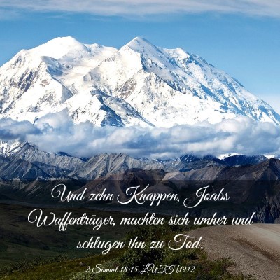 Picture 03 - 2 Samuel 18:15 LUTH1912 - Und zehn Knappen, Joabs Waffenträger, machten - Bible Verse Picture