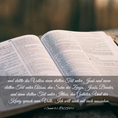 Picture 03 - 2 Samuel 18:2 LUTH1912 - und stellte des Volkes einen dritten Teil unter - Bible Verse Picture