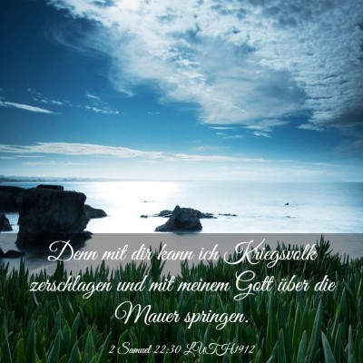 Picture 03 - 2 Samuel 22:30 LUTH1912 - Denn mit dir kann ich Kriegsvolk zerschlagen und - Bible Verse Picture