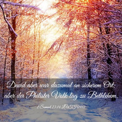 Picture 03 - 2 Samuel 23:14 LUTH1912 - David aber war dazumal an sicherem Ort; aber der - Bible Verse Picture
