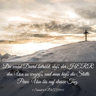 Picture 03 - 2 Samuel 6:8 LUTH1912 - Da ward David betrübt, daß der HERR den Usa so - Bible Verse Picture