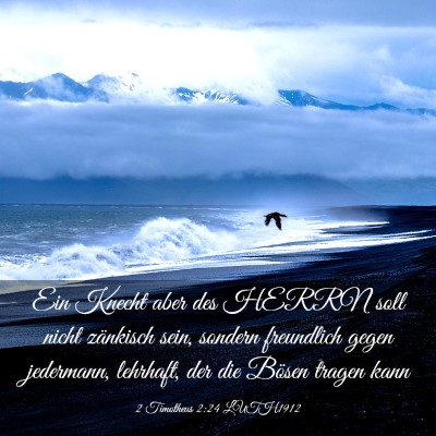 Picture 03 - 2 Timotheus 2:24 LUTH1912 - Ein Knecht aber des HERRN soll nicht zänkisch - Bible Verse Picture