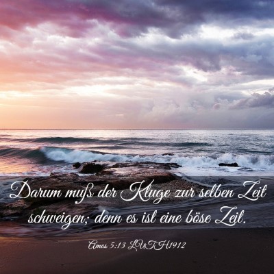 Picture 03 - Amos 5:13 LUTH1912 - Darum muß der Kluge zur selben Zeit schweigen; - Bible Verse Picture