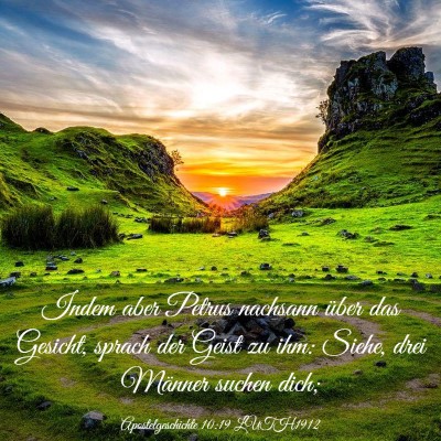 Picture 03 - Apostelgeschichte 10:19 LUTH1912 - Indem aber Petrus nachsann über das Gesicht, - Bible Verse Picture