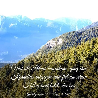 Picture 03 - Apostelgeschichte 10:25 LUTH1912 - Und als Petrus hineinkam, ging ihm Kornelius - Bible Verse Picture
