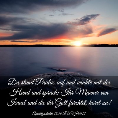 Picture 03 - Apostelgeschichte 13:16 LUTH1912 - Da stand Paulus auf und winkte mit der Hand und - Bible Verse Picture