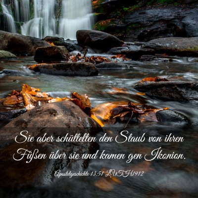 Picture 03 - Apostelgeschichte 13:51 LUTH1912 - Sie aber schüttelten den Staub von ihren Füßen - Bible Verse Picture