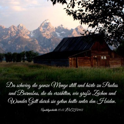 Picture 03 - Apostelgeschichte 15:12 LUTH1912 - Da schwieg die ganze Menge still und hörte zu - Bible Verse Picture