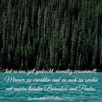 Picture 03 - Apostelgeschichte 15:25 LUTH1912 - hat es uns gut gedeucht, einmütig versammelt, - Bible Verse Picture
