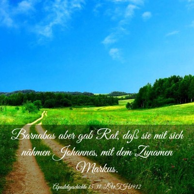 Picture 03 - Apostelgeschichte 15:37 LUTH1912 - Barnabas aber gab Rat, daß sie mit sich nähmen - Bible Verse Picture
