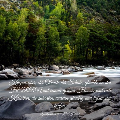 Picture 03 - Apostelgeschichte 18:8 LUTH1912 - Krispus aber, der Oberste der Schule, glaubte an - Bible Verse Picture