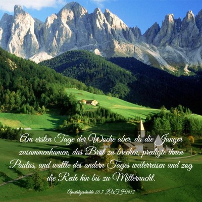 Picture 03 - Apostelgeschichte 20:7 LUTH1912 - Am ersten Tage der Woche aber, da die Jünger - Bible Verse Picture