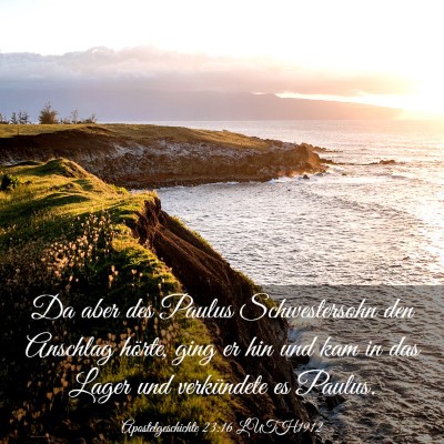 Picture 03 - Apostelgeschichte 23:16 LUTH1912 - Da aber des Paulus Schwestersohn den Anschlag - Bible Verse Picture