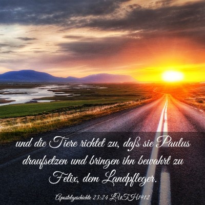 Picture 03 - Apostelgeschichte 23:24 LUTH1912 - und die Tiere richtet zu, daß sie Paulus - Bible Verse Picture