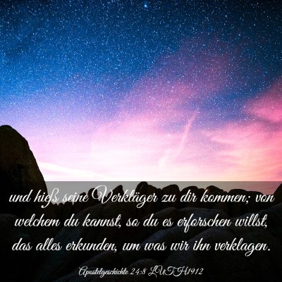 Picture 03 - Apostelgeschichte 24:8 LUTH1912 - und hieß seine Verkläger zu dir kommen; von - Bible Verse Picture