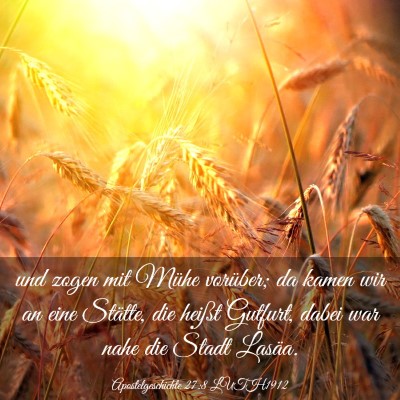Picture 03 - Apostelgeschichte 27:8 LUTH1912 - und zogen mit Mühe vorüber; da kamen wir an - Bible Verse Picture